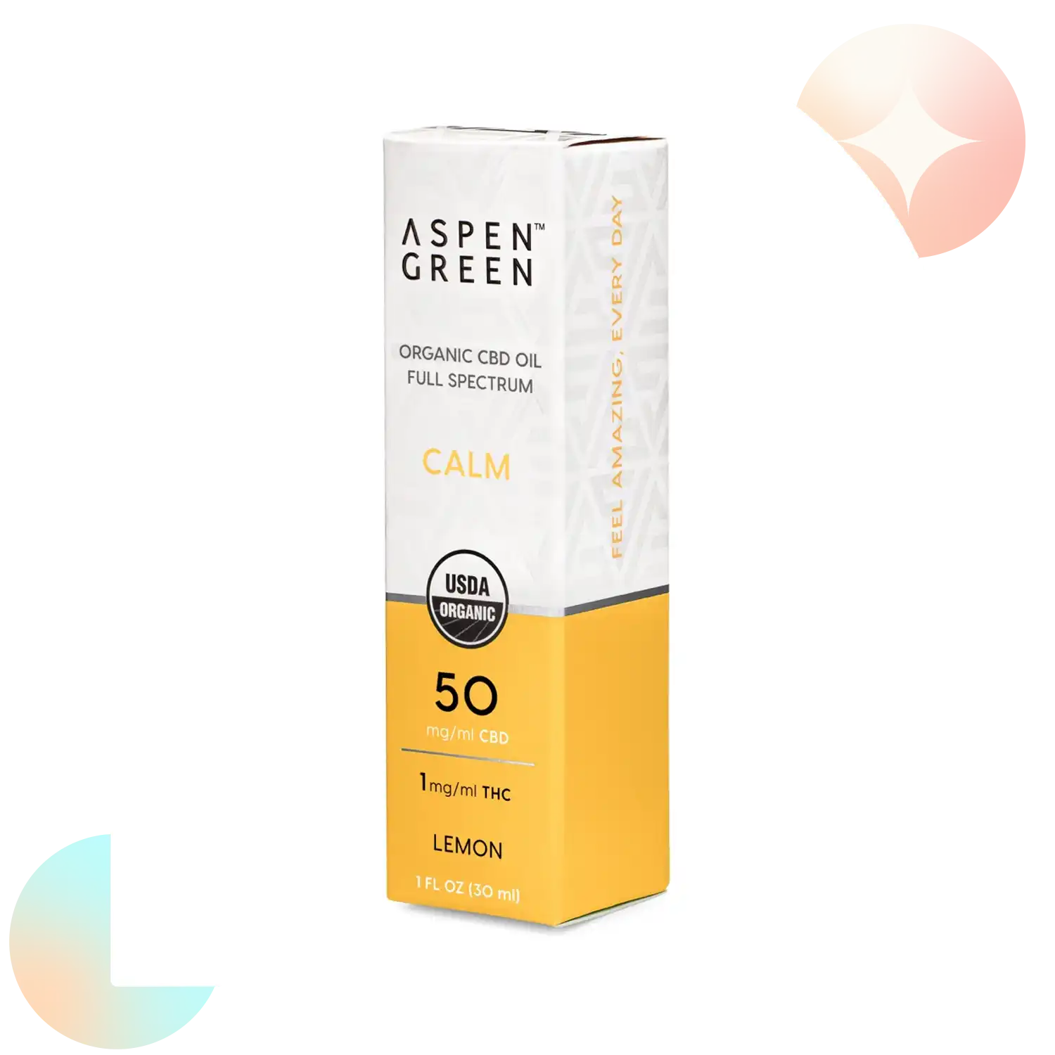 Aspen Green Calm CBD Oil Box - USDA Certified Organic, 50mg/ml CBD, Lemon Flavor