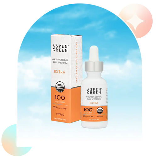 Aspen Green Extra CBD Oil Tincture & Box - USDA Certified Organic, 100mg/ml CBD, Citrus Flavor