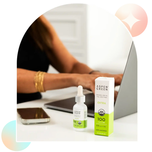 Aspen Green Extra Unflavored CBD oil with box on table