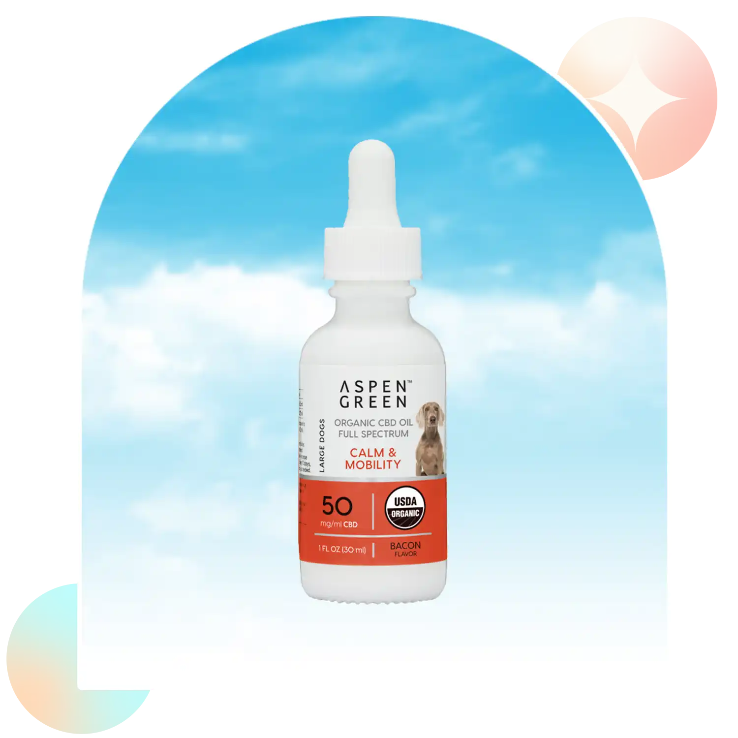 Aspen Green Calm & Mobility Large Dogs Full Spectrum CBD Oil Tincture - USDA Certified Organic, Bacon Flavor