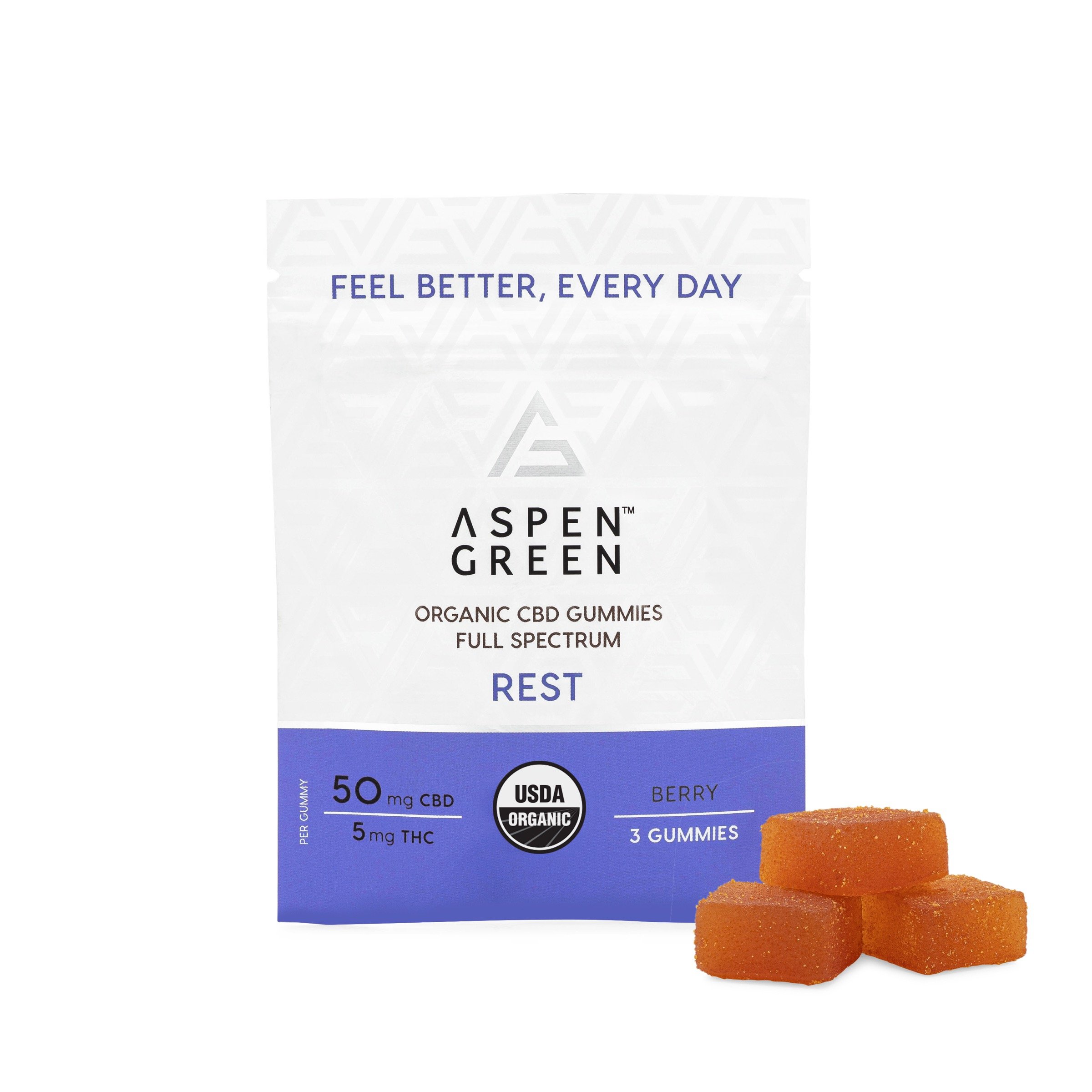 Rest Organic Full Spectrum CBD Gummies (3 Gummies) - Aspen Green