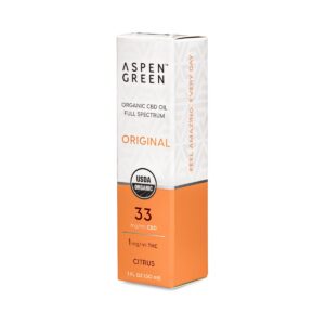 Aspen Green Original CBD Oil Box - USDA Certified Organic, 33mg/ml CBD, Citrus Flavor