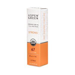 Aspen Green Strong CBD Oil Box - USDA Certified Organic, 67mg/ml CBD, Citrus Flavor