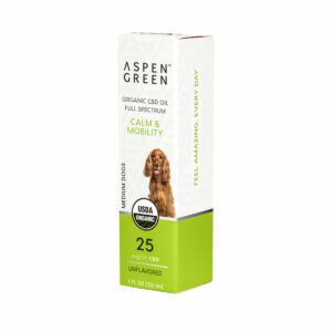 Aspen Green Calm & Mobility Medium Dogs Full Spectrum CBD Oil Box - USDA Certified Organic, Unflavored