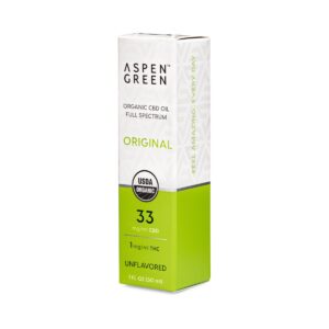 Aspen Green Original CBD Oil Box - USDA Certified Organic, 33mg/ml CBD, Unflavored